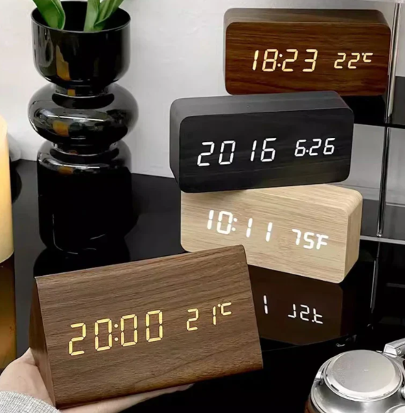 Voice-Activated Wooden LED Clock
