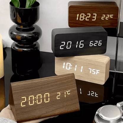 Wooden Clock with Voice Activation Feature
