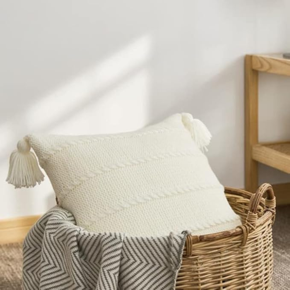 Cozy Nordic Knit Tassel Throw Pillow
