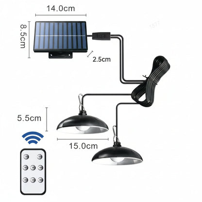 Solar Pendant Light with Dual Heads for Outdoor Use