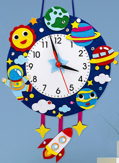 Kids' Wall Clock with Space Theme Featuring Astronaut and Planets