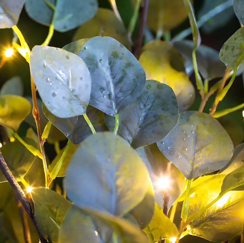 Lighted Faux Eucalyptus Garland - Battery-Powered Decorative Branch