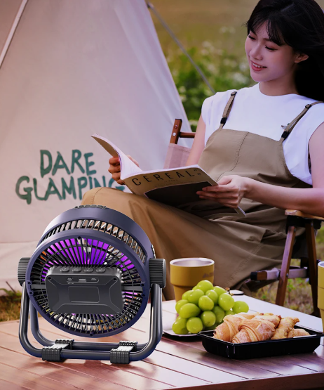 3-in-1 Outdoor Camping Fan with LED Light & Power Bank - 20,000mAh, Hook & Remote