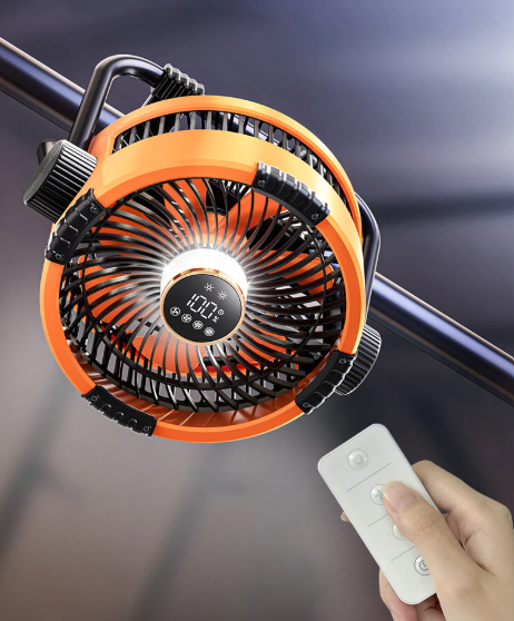 3-in-1 Outdoor Camping Fan with LED Light & Power Bank - 20,000mAh, Hook & Remote