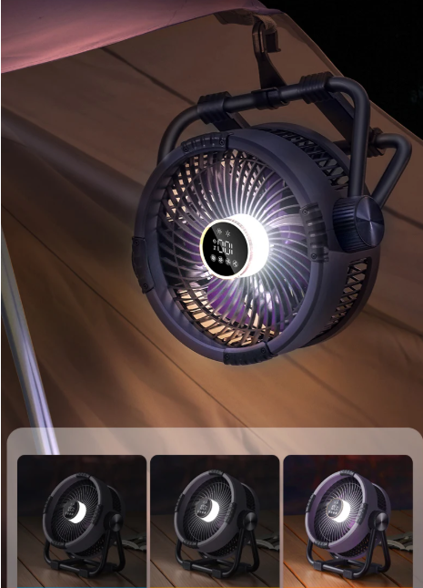 3-in-1 Outdoor Camping Fan with LED Light & Power Bank - 20,000mAh, Hook & Remote