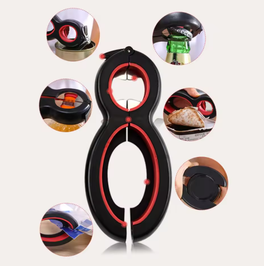 Multi-Functional Kitchen Jar and Bottle Opener – 6 Tools in 1