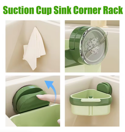 Corner Drain Basket for Kitchen Sink | Quick Release & Suction Cup