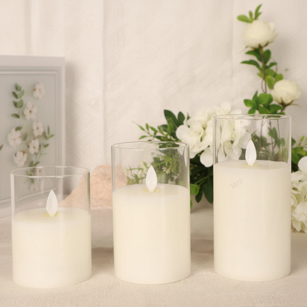 Ivory LED Pillar Candle Set – Safe and Ambient Home Lighting