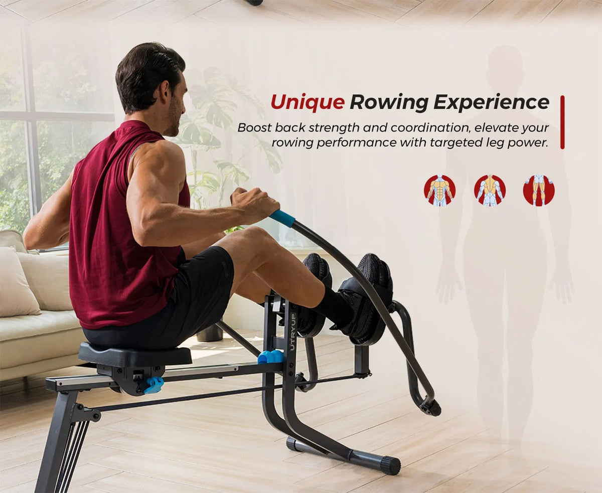 Rowing Machine with 360° Paddle Motion, Adjustable Resistance Band & LCD Display, 265 lb Weight Limit