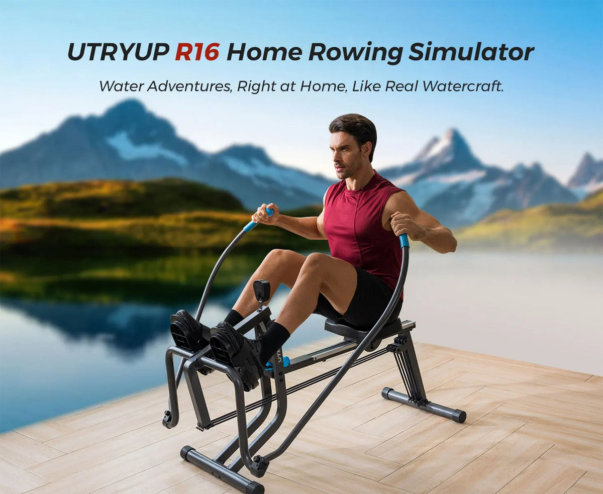 Rowing Machine with 360° Paddle Motion, Adjustable Resistance Band & LCD Display, 265 lb Weight Limit