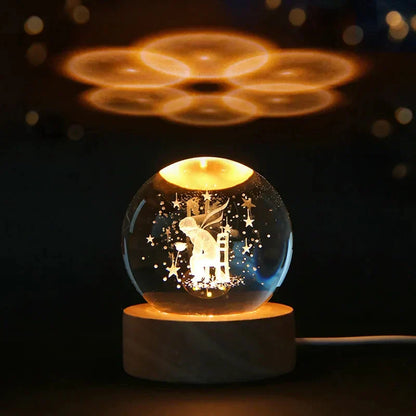 Galactic Dream Night Light - LED Star Projector with Wood Base