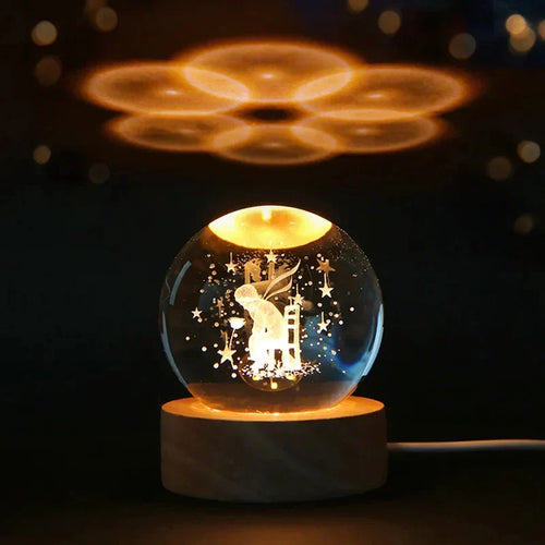 Galactic Dream Night Light - LED Star Projector with Wood Base