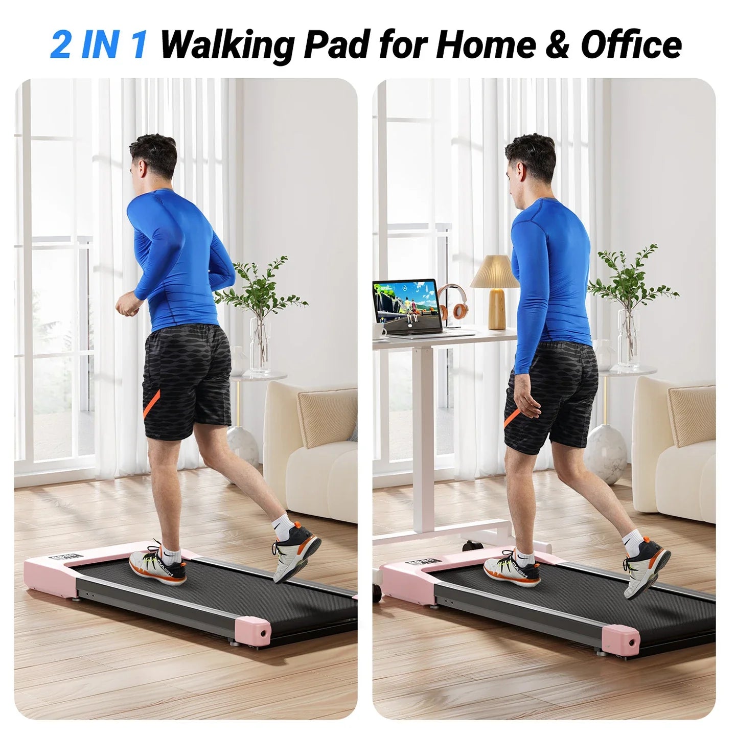 Slim Under Desk Treadmill with 2.5HP Motor | 265 lb Capacity, LED Display, Remote, 2.5 MPH