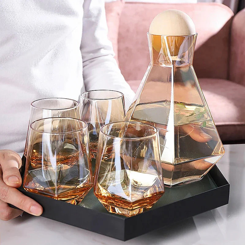 Drinkware Set with Diamond Design – Jug and Tumblers