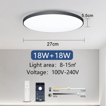 Smart 36W/50W LED Ceiling Light – Dimmable with Remote & App Control