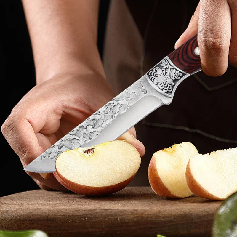 Forged Stainless Steel Cleaver - Versatile Chef's Knife for Meat, Fruit, BBQ, and Boning with Sheath