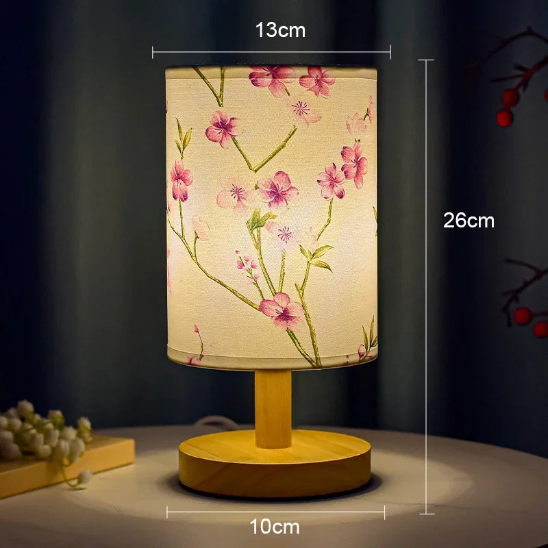 LED Table Lamp with Plum Blossom Design | Dimmable | Chinese Fabric Shade | Warm White Light | EU Plug