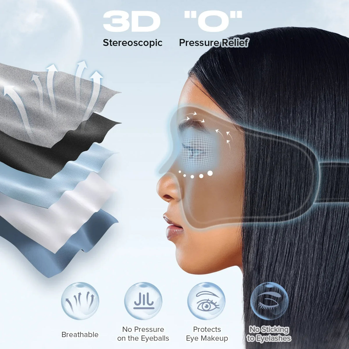 3D Bluetooth Eye Mask for Sleep with Wireless Headphones - Blackout Design
