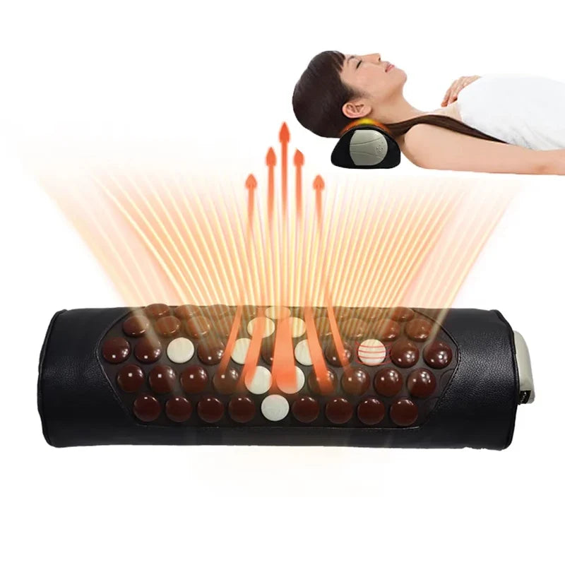 Adjustable Heat Neck Pillow with Jade Tourmaline for Pain Relief