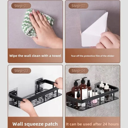 Wall Shelf Without Drilling – Versatile & Rustproof for Bathroom, Kitchen & Bedroom