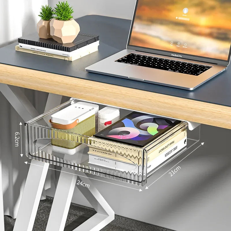 Pull-Out Under-Desk Drawer Organizer | Hidden Plastic Storage Solution