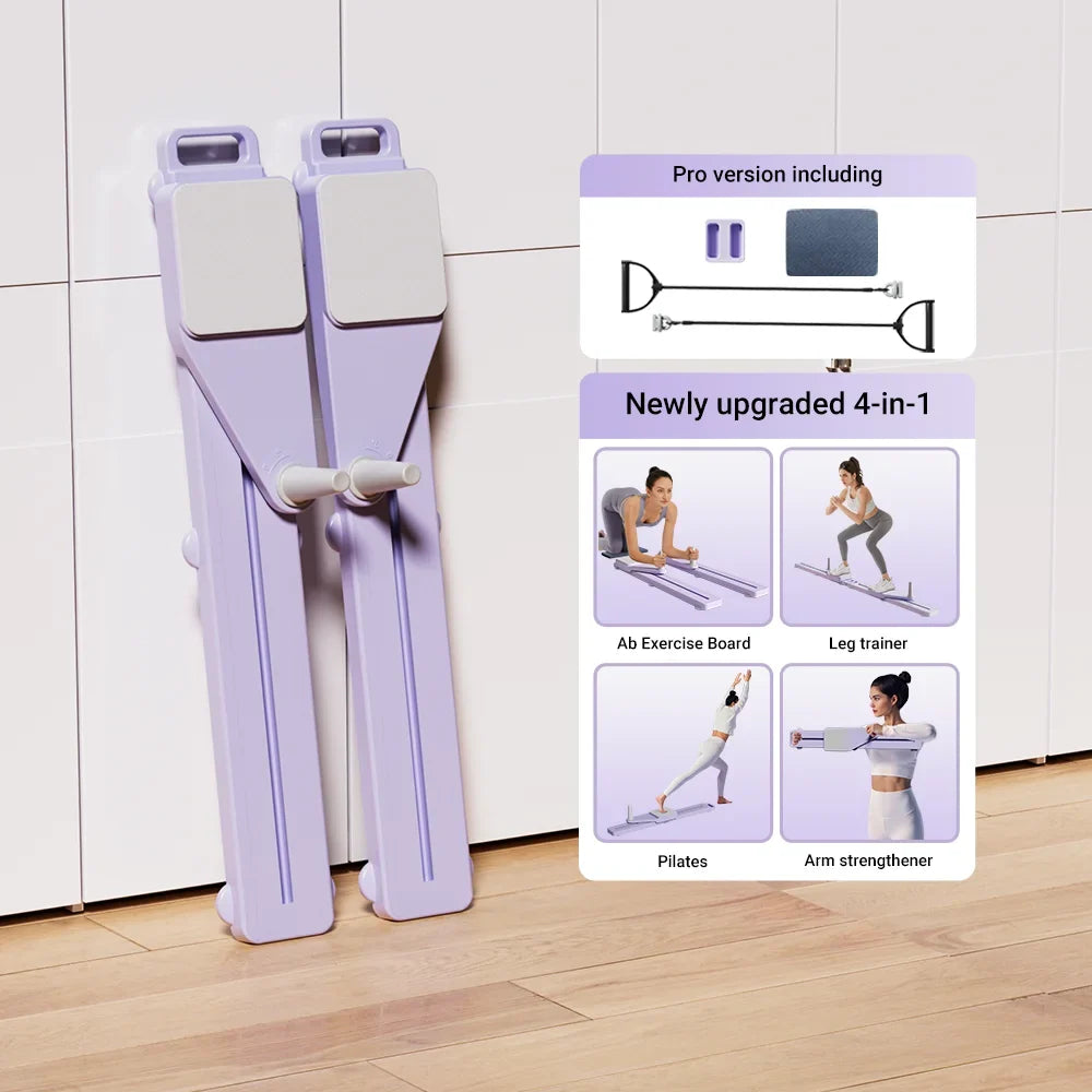 Core and Leg Workout Board with Resistance Bands, Knee Pads & Silent Rollers - 3-in-1 Ab Machine and Ski Trainer