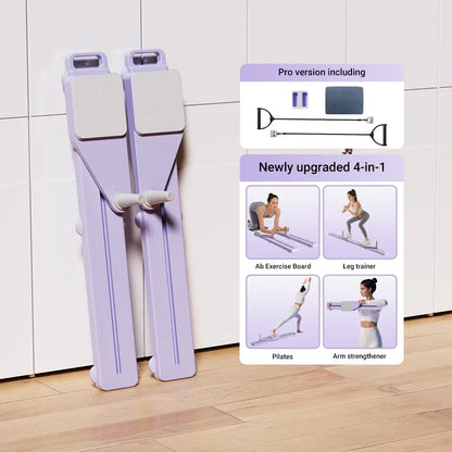 Core and Leg Workout Board with Resistance Bands, Knee Pads & Silent Rollers - 3-in-1 Ab Machine and Ski Trainer