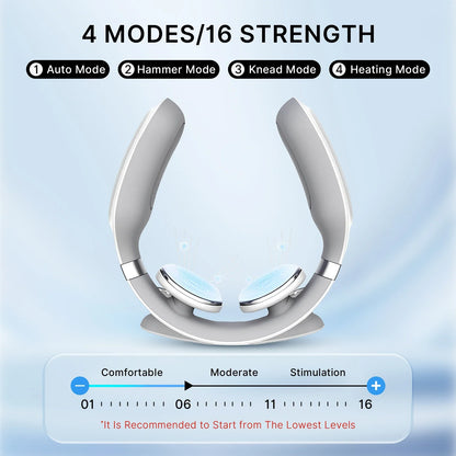 Wireless Neck Massager with Heat – 6 Modes, 15 Intensities, Auto Shut-Off