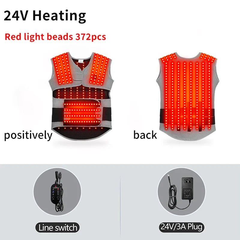 Adjustable Heated Wrap for Back and Shoulders with Red Light & Vibration Massage – 3 Heat Settings
