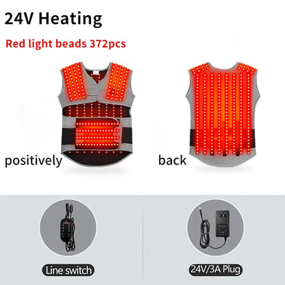 Adjustable Heated Wrap for Back and Shoulders with Red Light & Vibration Massage – 3 Heat Settings