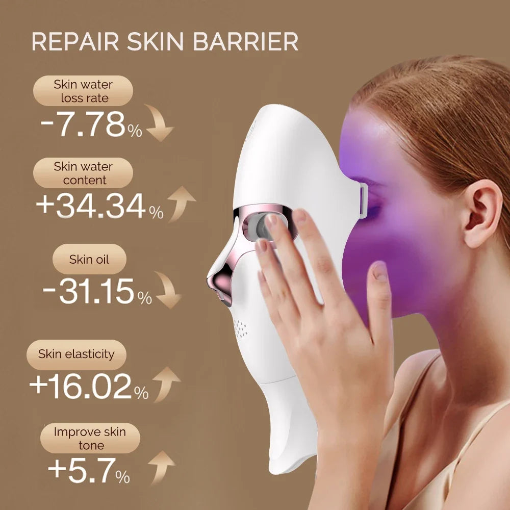 Wireless LED Facial Mask with Neck Light Therapy – 7 Colors, 120 LEDs for Acne and Wrinkle Treatment