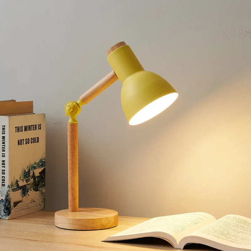 Adjustable Wooden Table Lamp for Bedside – Nordic Style
