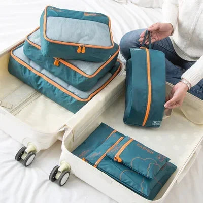 7-Piece Water-Resistant Travel Organizer Set – Space-Saving Design