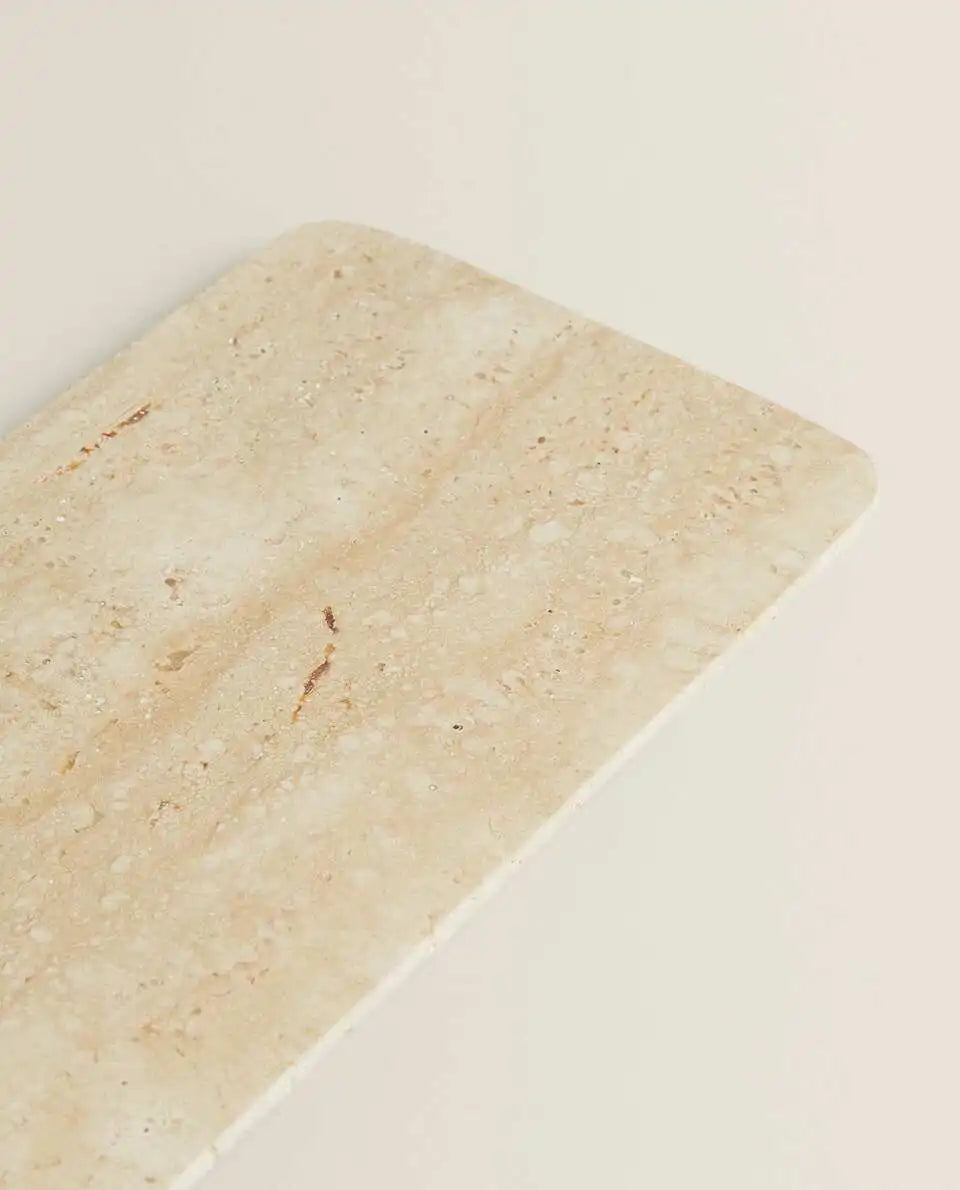 Beige Travertine Serving Plate – Natural Marble Decorative Tray