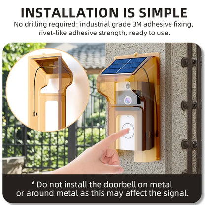 Wireless Solar-Powered Video Doorbell with HD and Night Vision