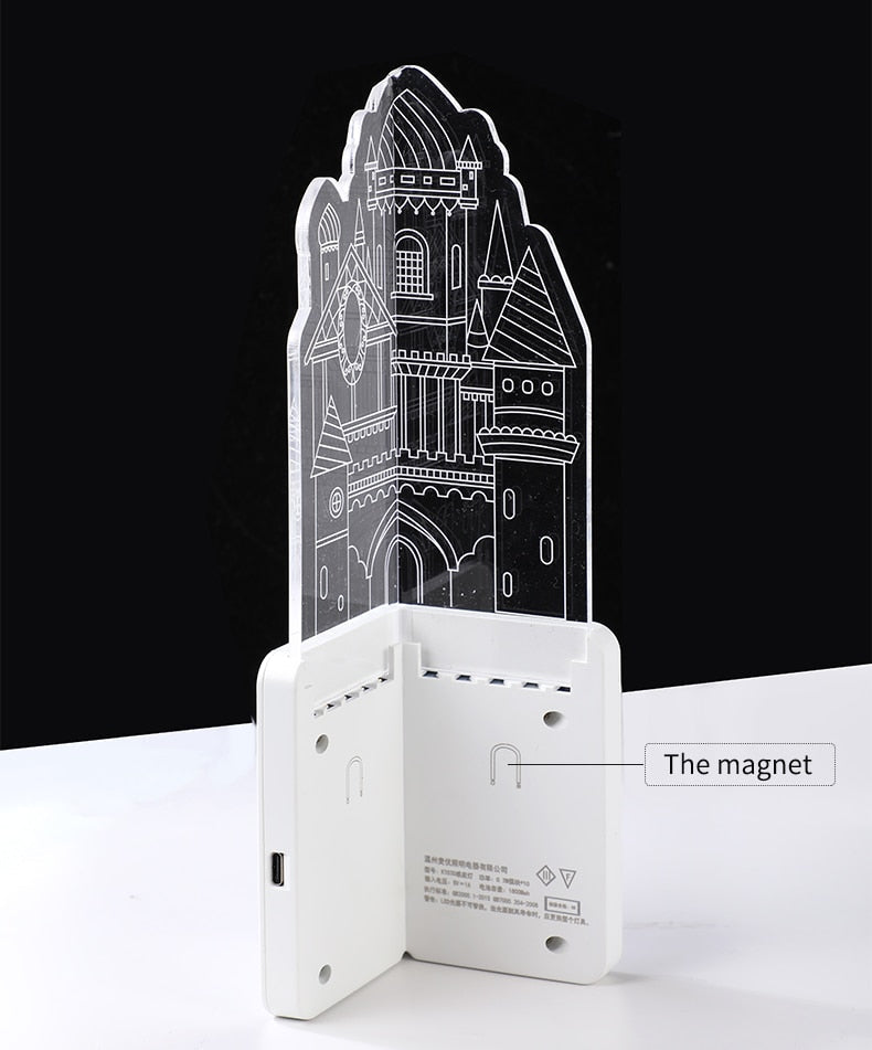 Rechargeable 3D LED Night Wall Light