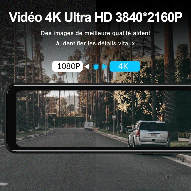 Rearview Mirror Camera 4K with GPS Navigation and Video Recording