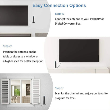 High-Definition Indoor TV Antenna with 120-Mile Range & Amplifier