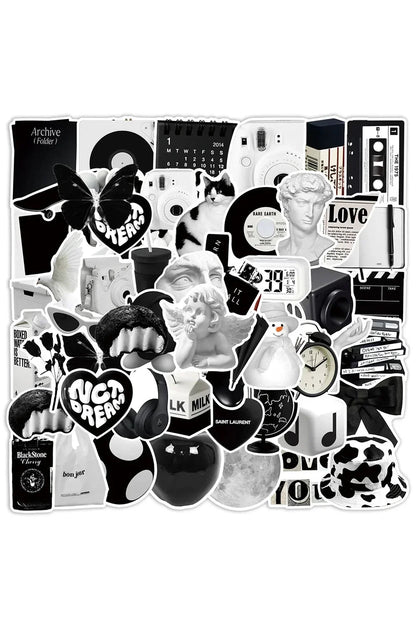 Cartoon Stickers in Black and White