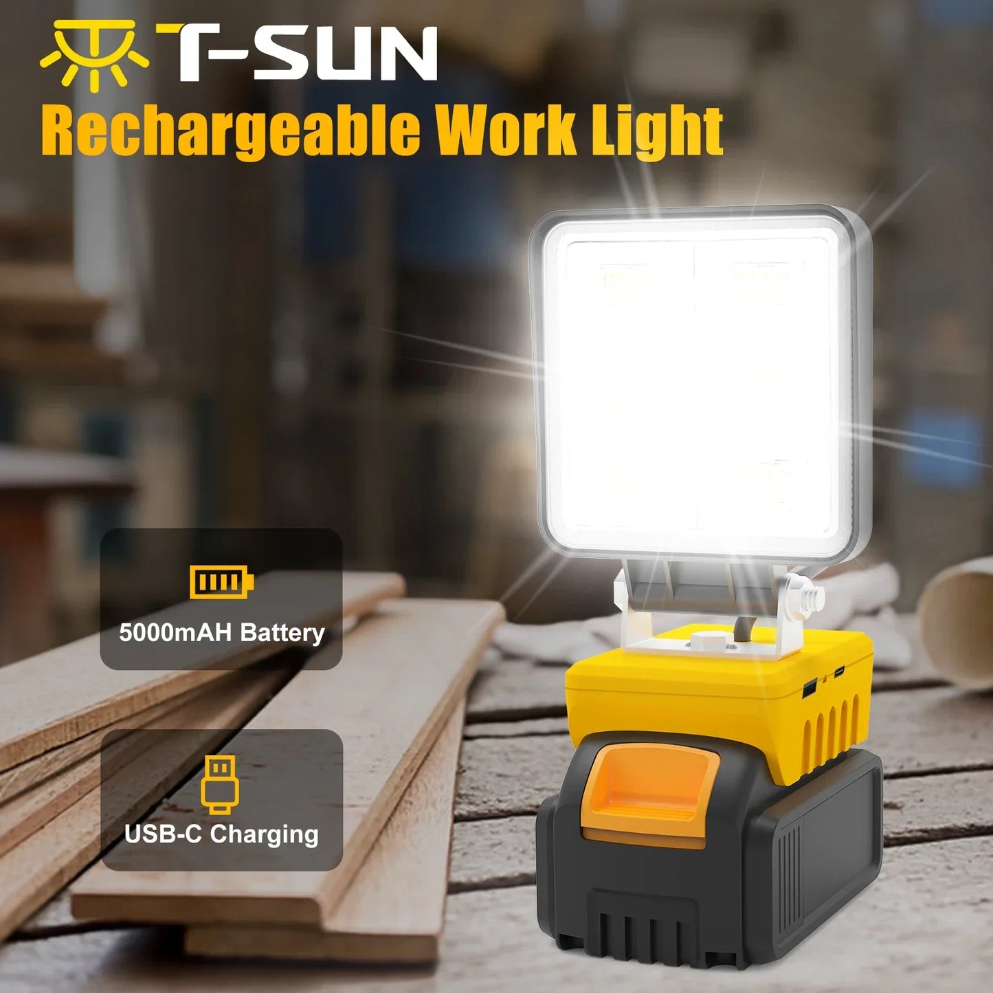 Portable LED Work Light 48 | 5200 Lumens | Compatible with DeWalt Batteries