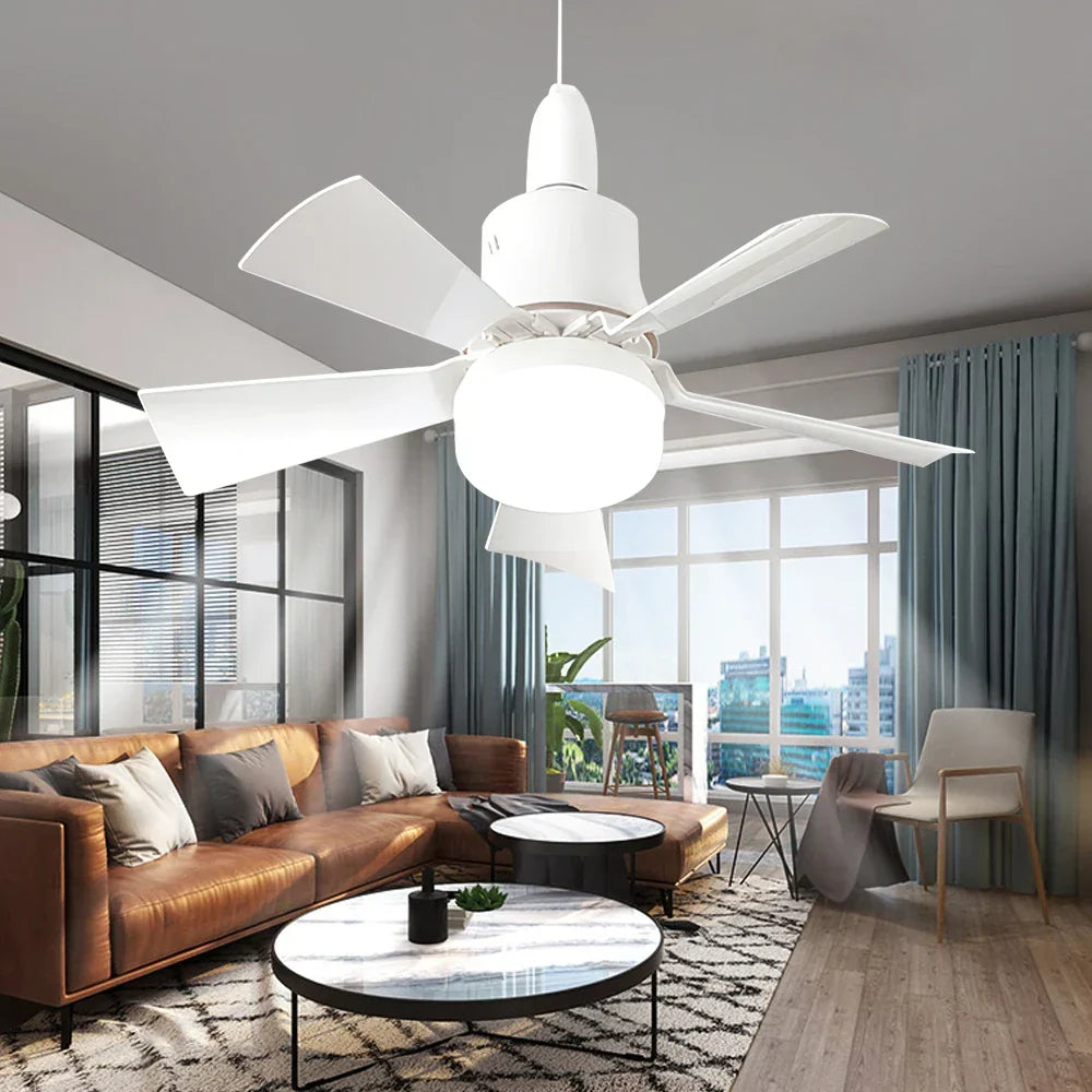 30W Remote-Controlled Ceiling Fan Light - LED Dimming, Quiet Design for Bedroom & Living Room