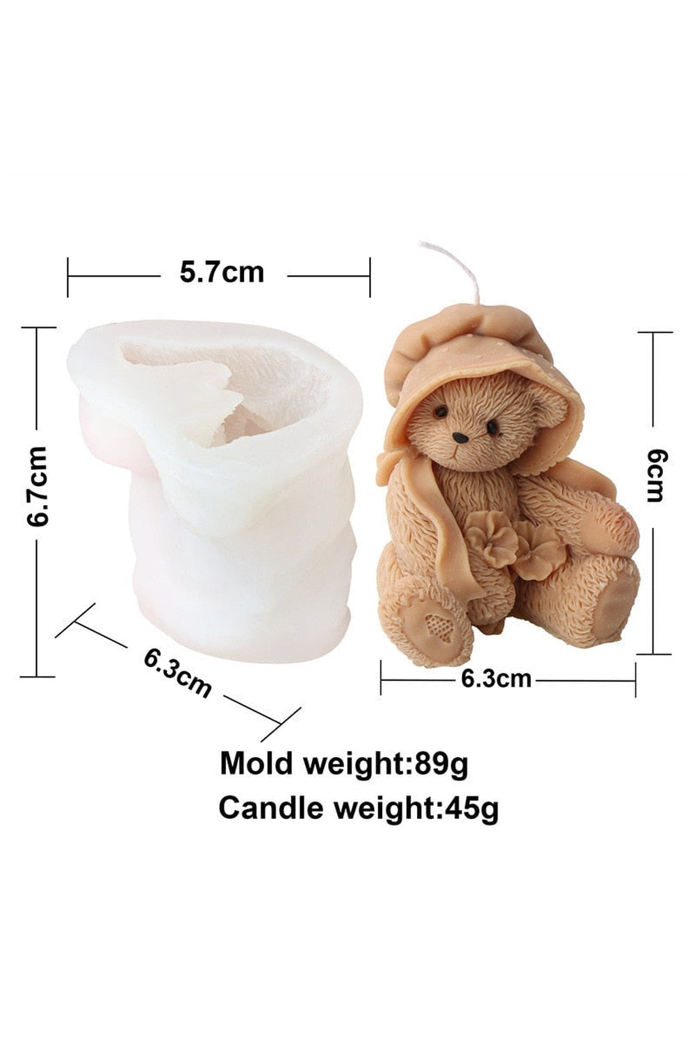 Gypsum Candle Mold in Bear Shape