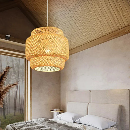 Handcrafted Bamboo Pendant Light - 30cm Modern Design for Rustic Style