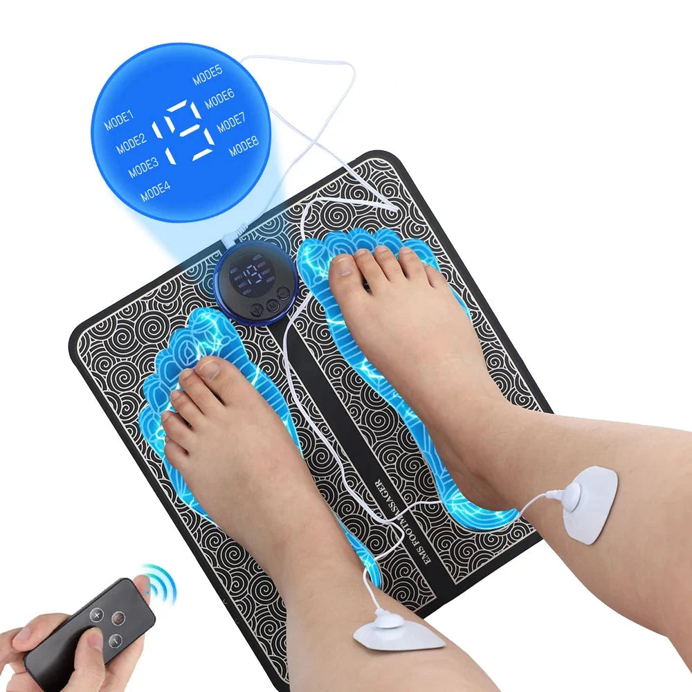 Rechargeable Foot Massage Mat with EMS & TENS – 6 Modes, 9 Intensities