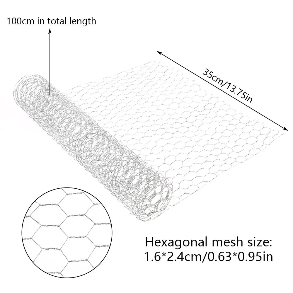 Hexagonal Wire Mesh - Galvanized Finish - 10 m Roll - Mesh Size 2.5 × 1.5 cm