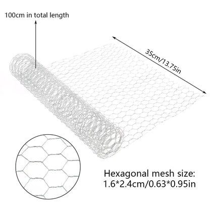 Hexagonal Wire Mesh - Galvanized Finish - 10 m Roll - Mesh Size 2.5 × 1.5 cm