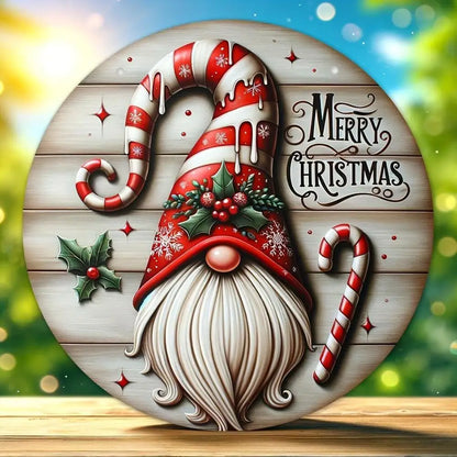 Round Wooden Christmas Sign - "Merry Christmas" - Traditional Door and Wall Decor