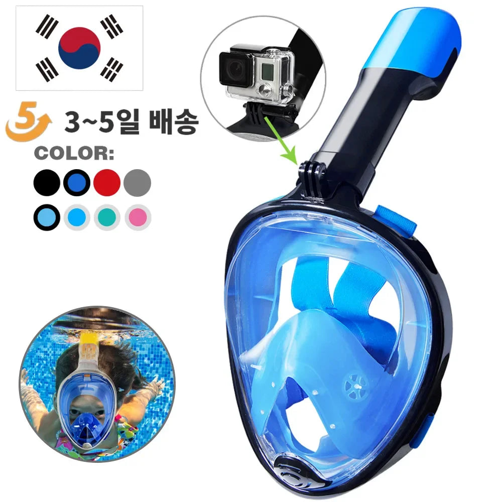 Full Face Snorkel Mask | 180° View | Anti-Fog & Leak-Proof | Kids & Adults
