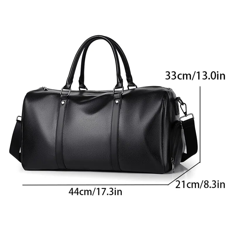 Retro Leather-Look Travel Bag | Water-Resistant | With Shoulder Strap & Handle | Ideal for Short Trips & Everyday Use
