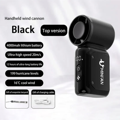 Portable USB-C Handheld Fan with 199 Speed Settings and 4000mAh Battery